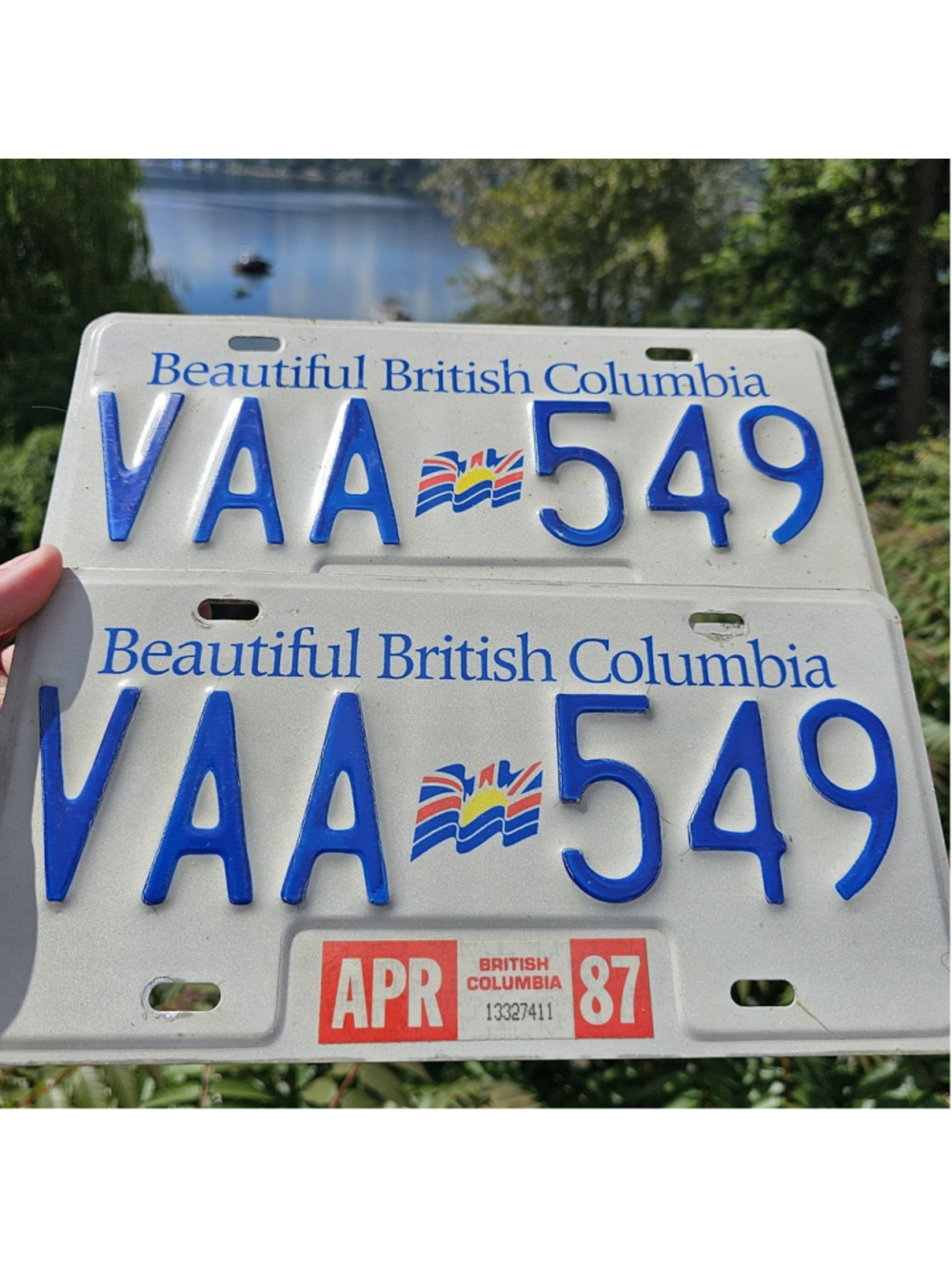 1987 British Columbia License Plates Pair VAA 549 Beautiful BC Vintage Auto
